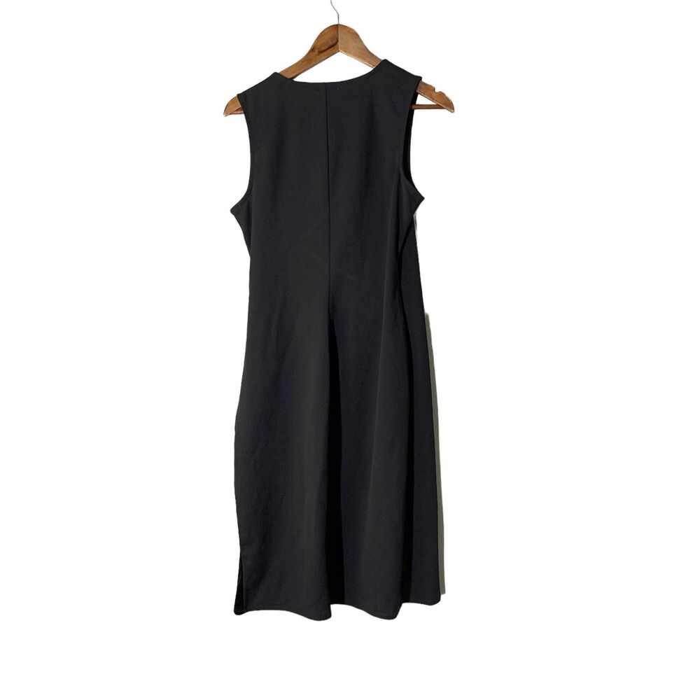 NWT Maurices Black Midi Dress Womens Sz M Faux Wrap Mixed Media V Neck Tulip - Picture 5 of 8